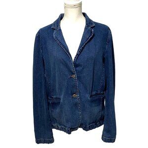 Rafaella Jean Jacket Size 14 Boho Hippie Grunge Eighties Denim Blazer Pockets